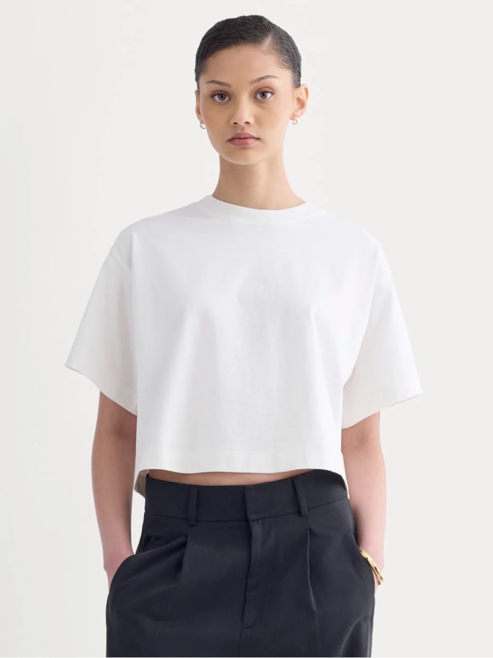 Everlane The Premium Weight Cropped Tee Bone Size XL NWOT